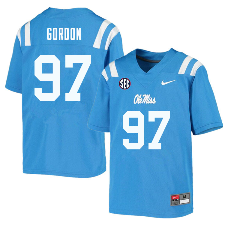 Men #97 Jamond Gordon Ole Miss Rebels College Football Jerseys Sale-Powder Blue